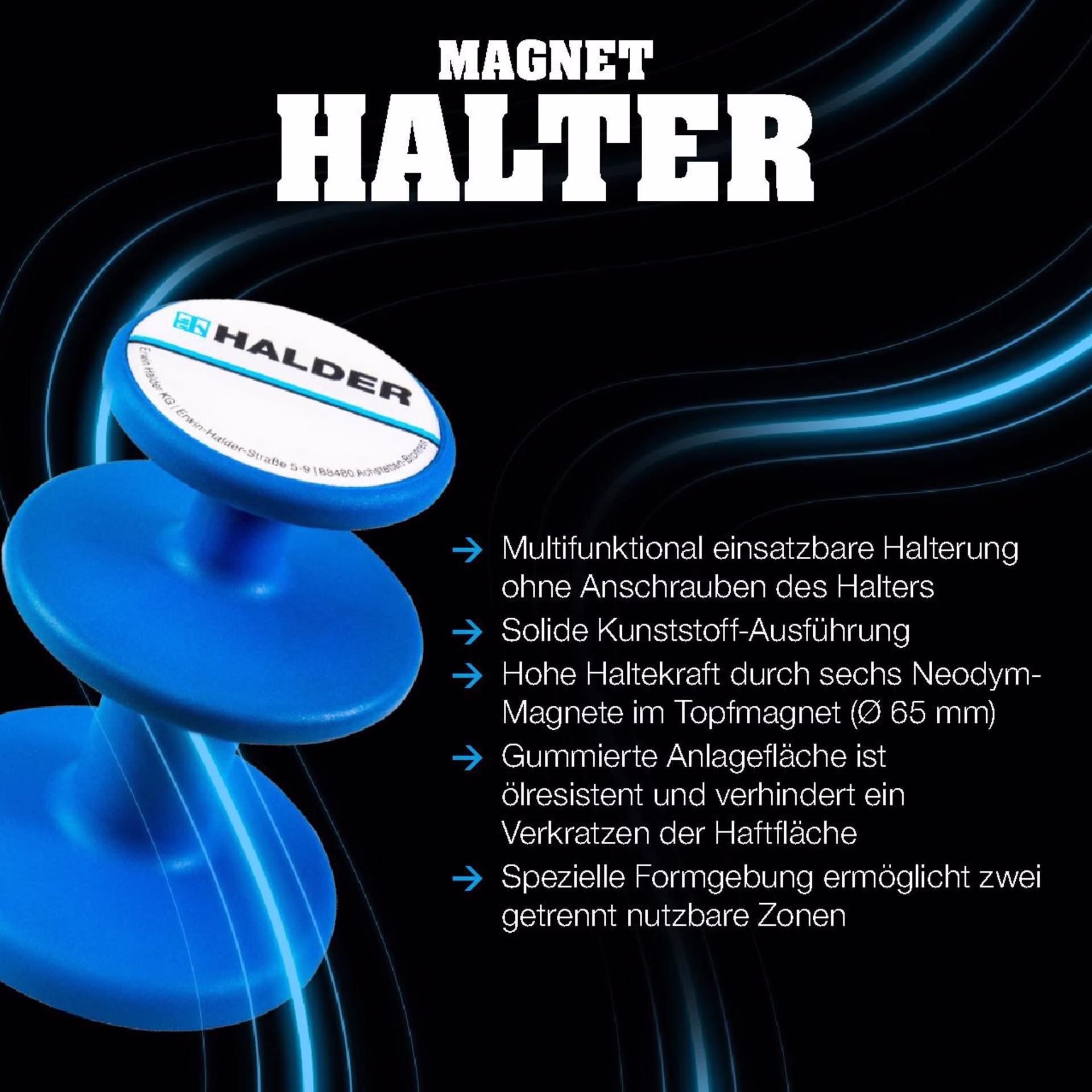 Magnethalter D.65mm schwarz