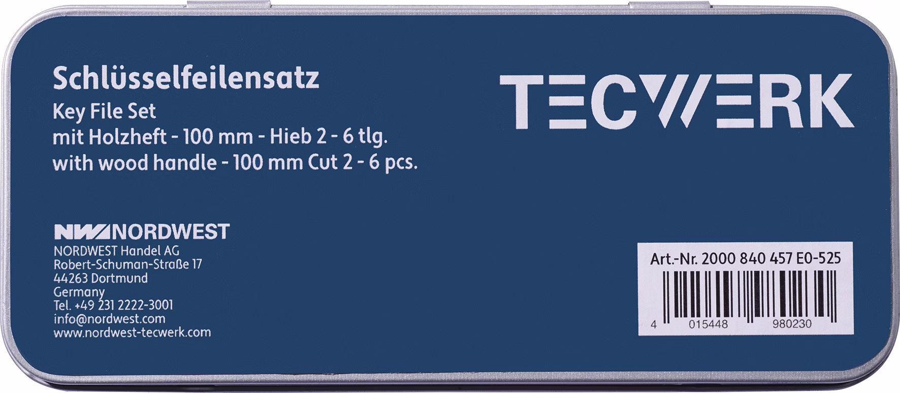 Schlüsselfeilensatz DIN 7283 A-F L.100mm Hieb 2