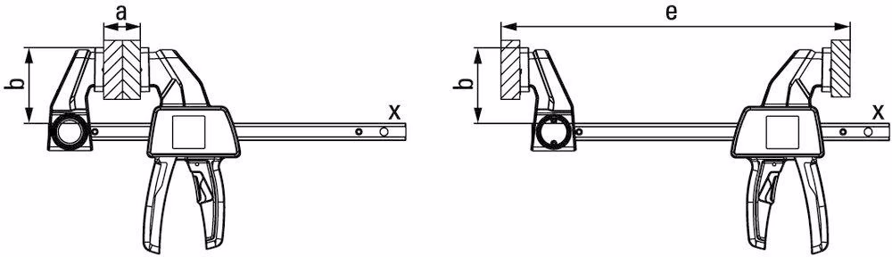 Einhandzwinge EZ Spann-W.150mm A.60mm Spreiz-W.125-270mm