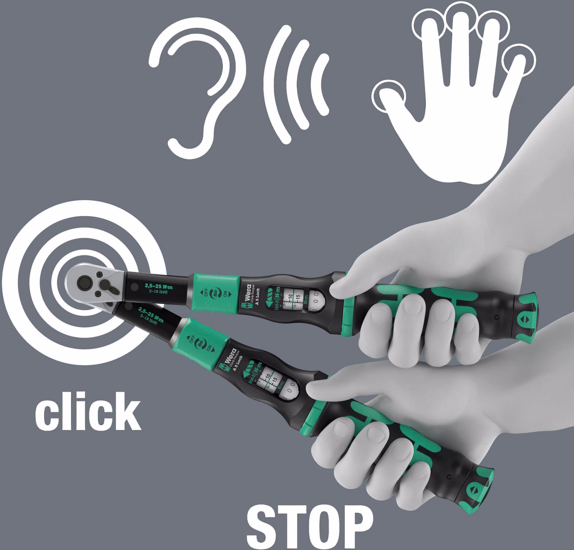 Drehmomentschlüssel Click-Torque Lock A 5 1/4 Zoll 2,5-25 Nm
