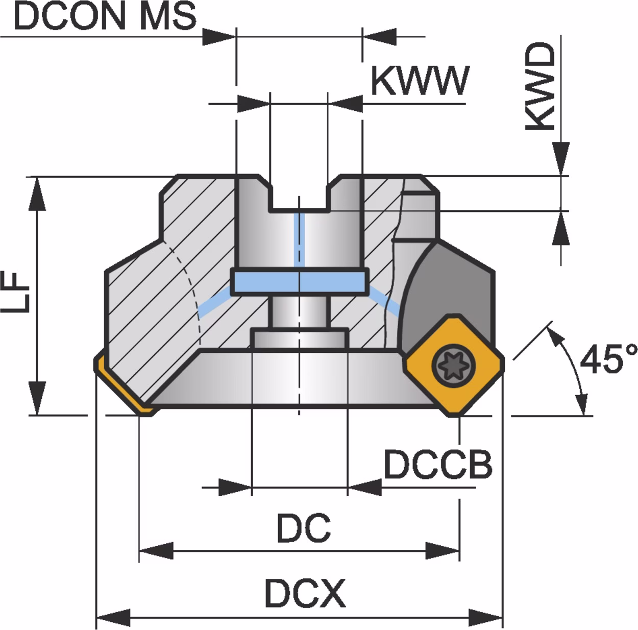 Planfräser ISO 63A05R-S45SN12Z-C D.22mm Rechtslauf Schneid-D.78mm