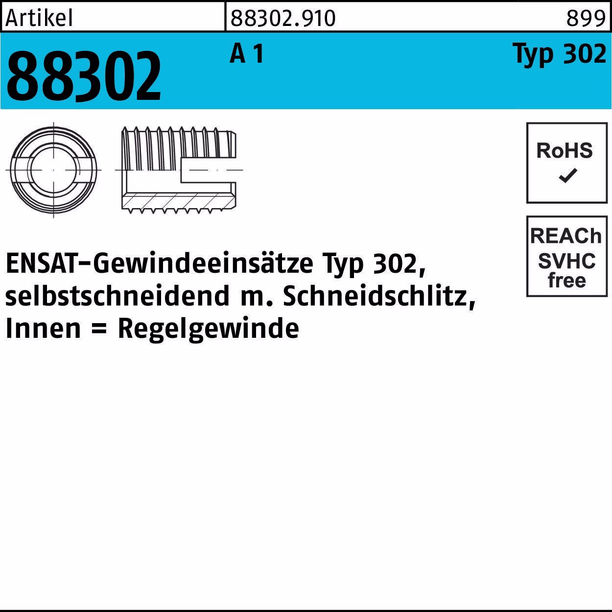 Gewindeeinsatz R 88302 Typ 302 1