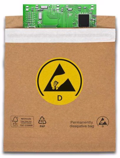 Papierbeutel 150/165x200mm, 70g/m² ESD, 100% Recyclingpapier