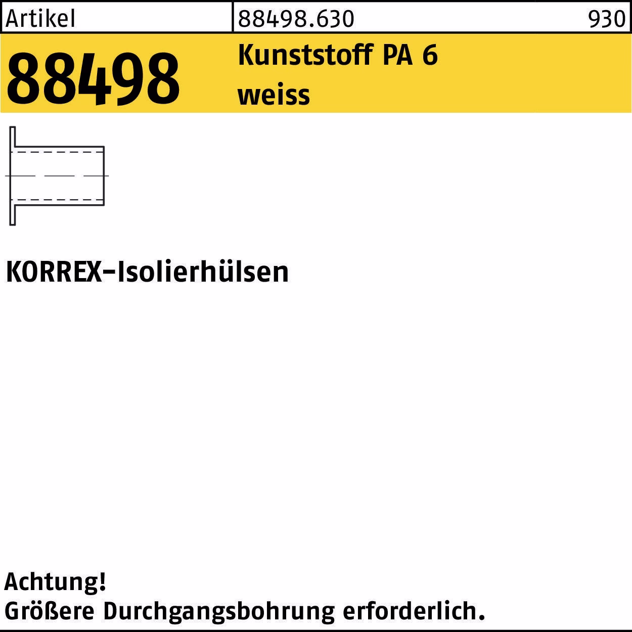Isolierhülse R 88498 KORREX Polyamid 6 weiß 100