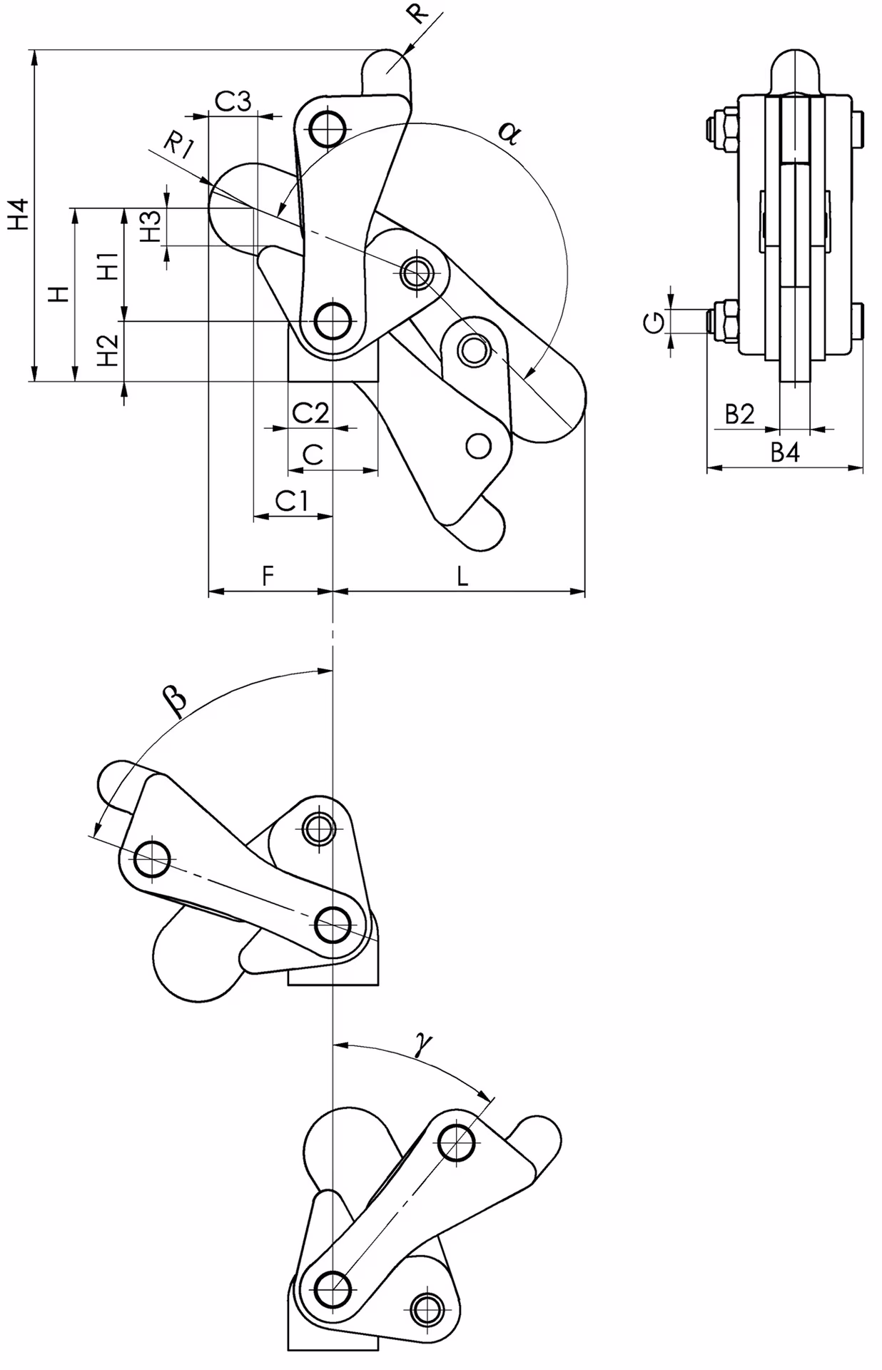 Modulspanner Nr.6809P Gr.2 m.Schwenkfuß schweißbar