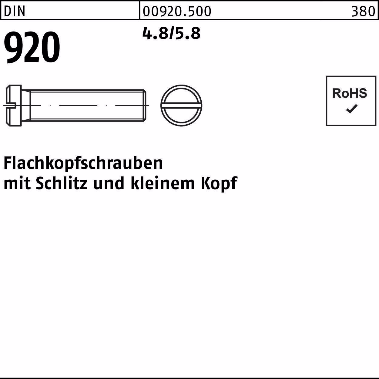 Flachkopfschraube DIN 920 Schlitz 4.8/5.8