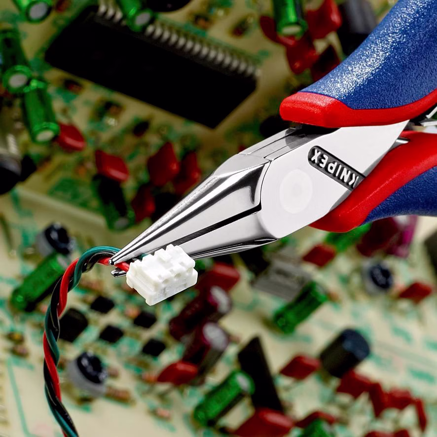 Elektronik-Greifzange Gesamt-L.115mm flachrunde Backen Form 2 Mehrkomp.-Hüllen