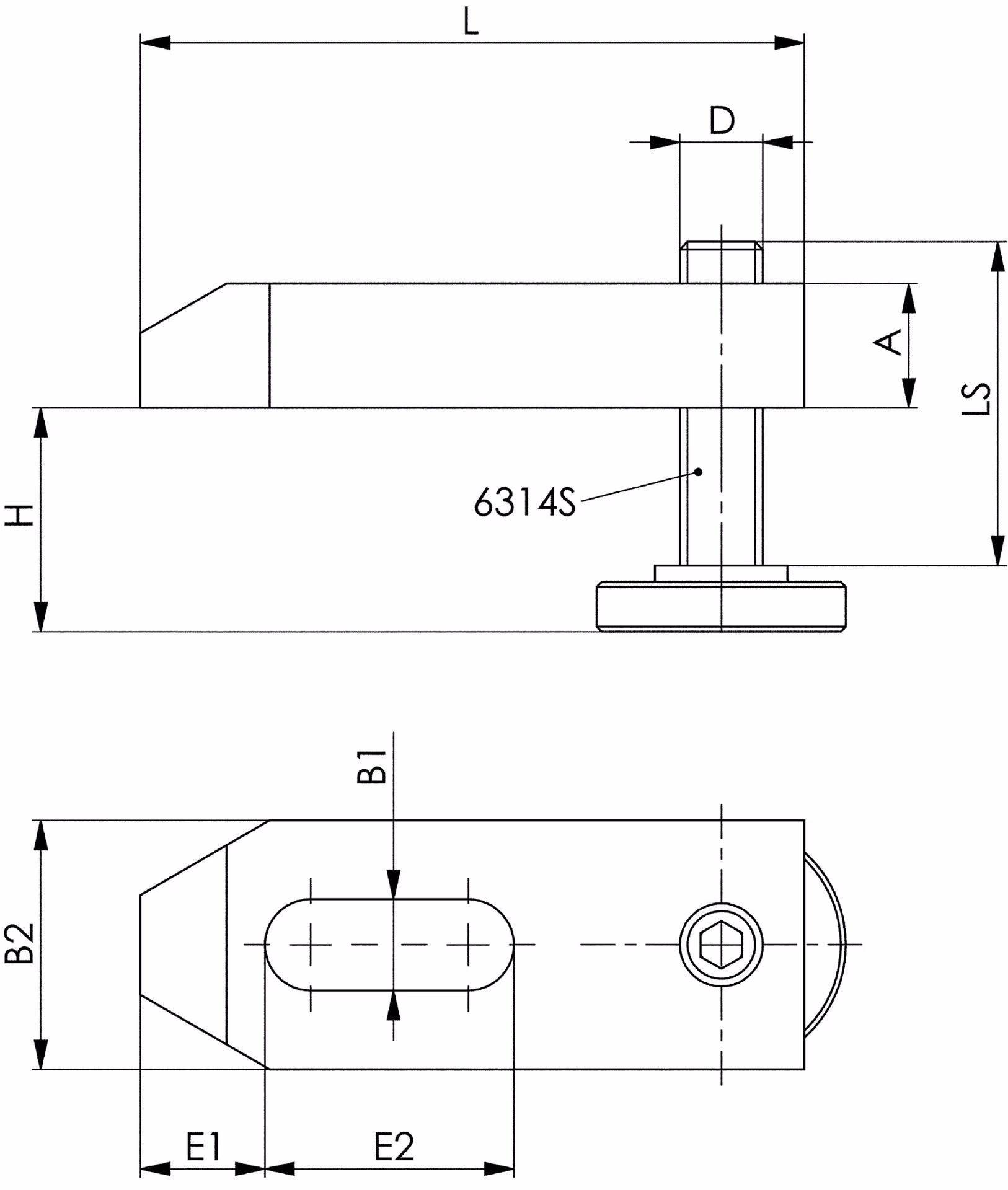 Spanneisen Nr.6314V f.T-Nut 12+14mm Spann-H.10-47mm