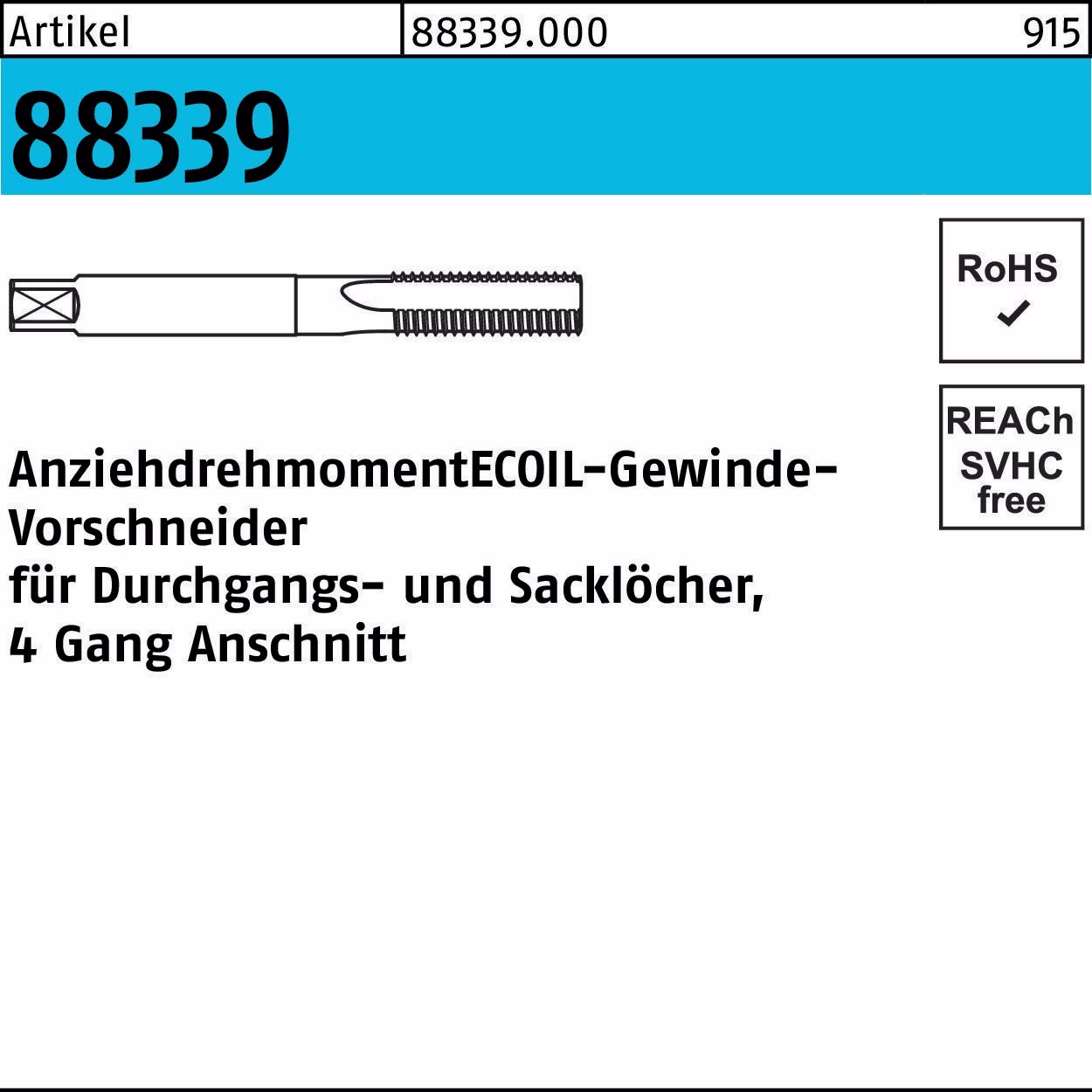 Gewindevorbohrer R 88339 Stahl 1