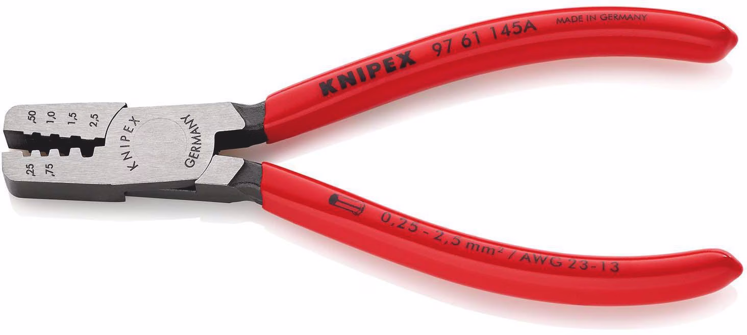 Aderendhülsenzange L.145mm 0,25-2,5 (AWG 23-13) mm² pol.Ku.-Überzug