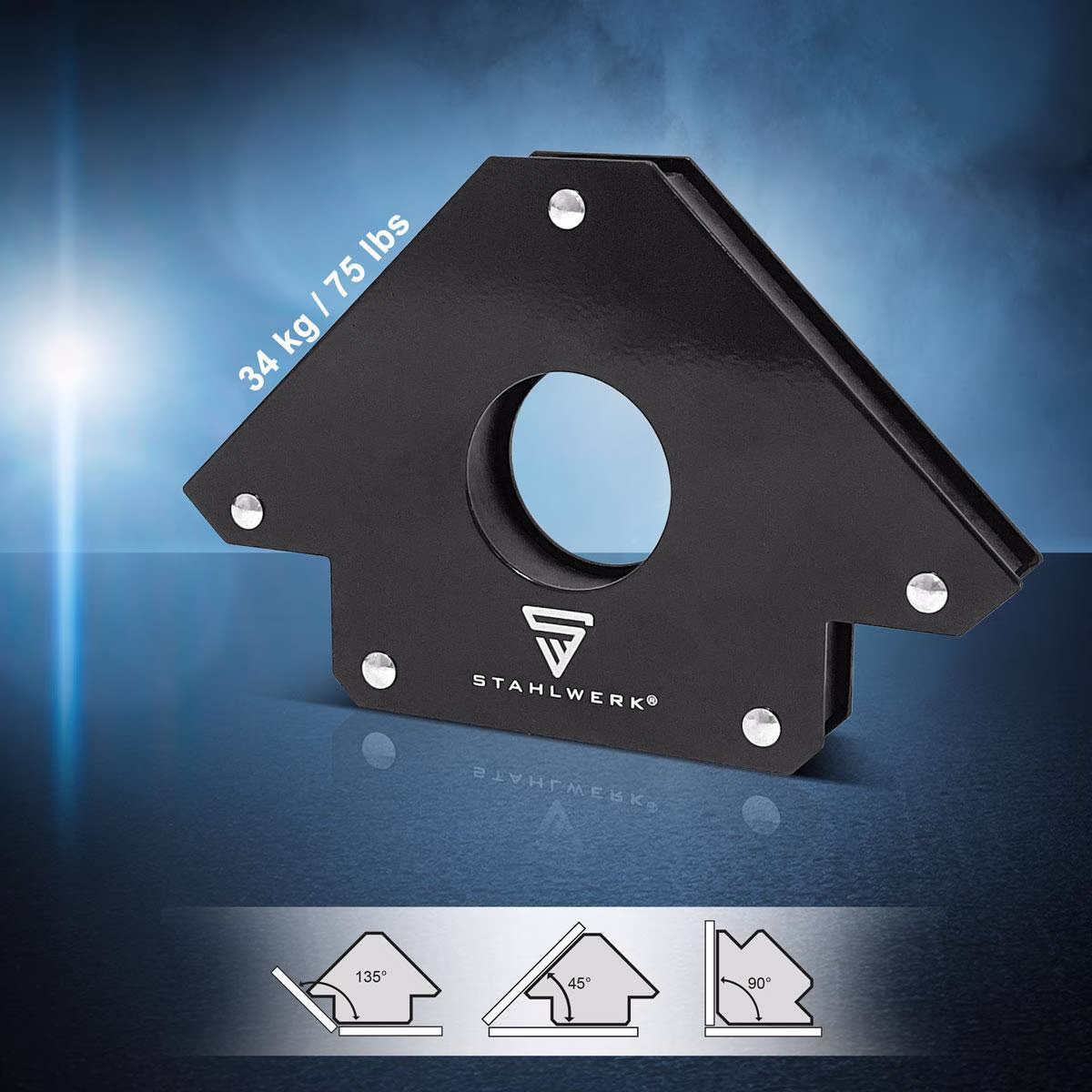 Magnet-Schweißwinkel 34 kg/75 lbs daN 45Grad, 90Grad, 135Grad
