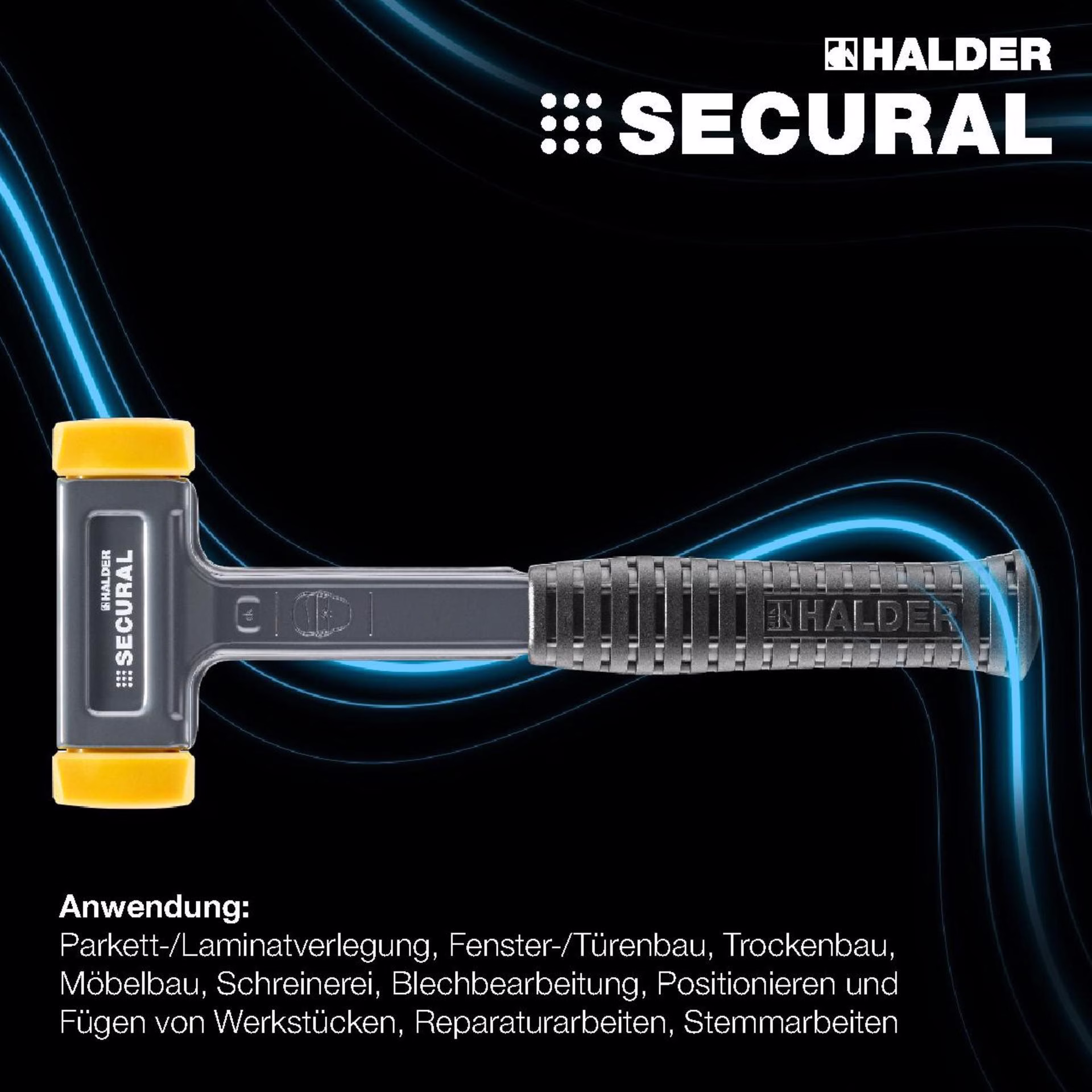 Schonhammer SECURAL L.300mm Kopf-D.30x40mm rückschlagfrei mittelh.PU gelb