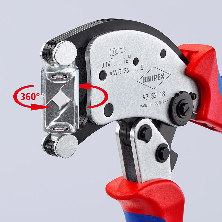 Crimpzange Twistor16 Gesamt-L.200mm 0,14-16 mm² brün.Mehrkomp.-Hüllen
