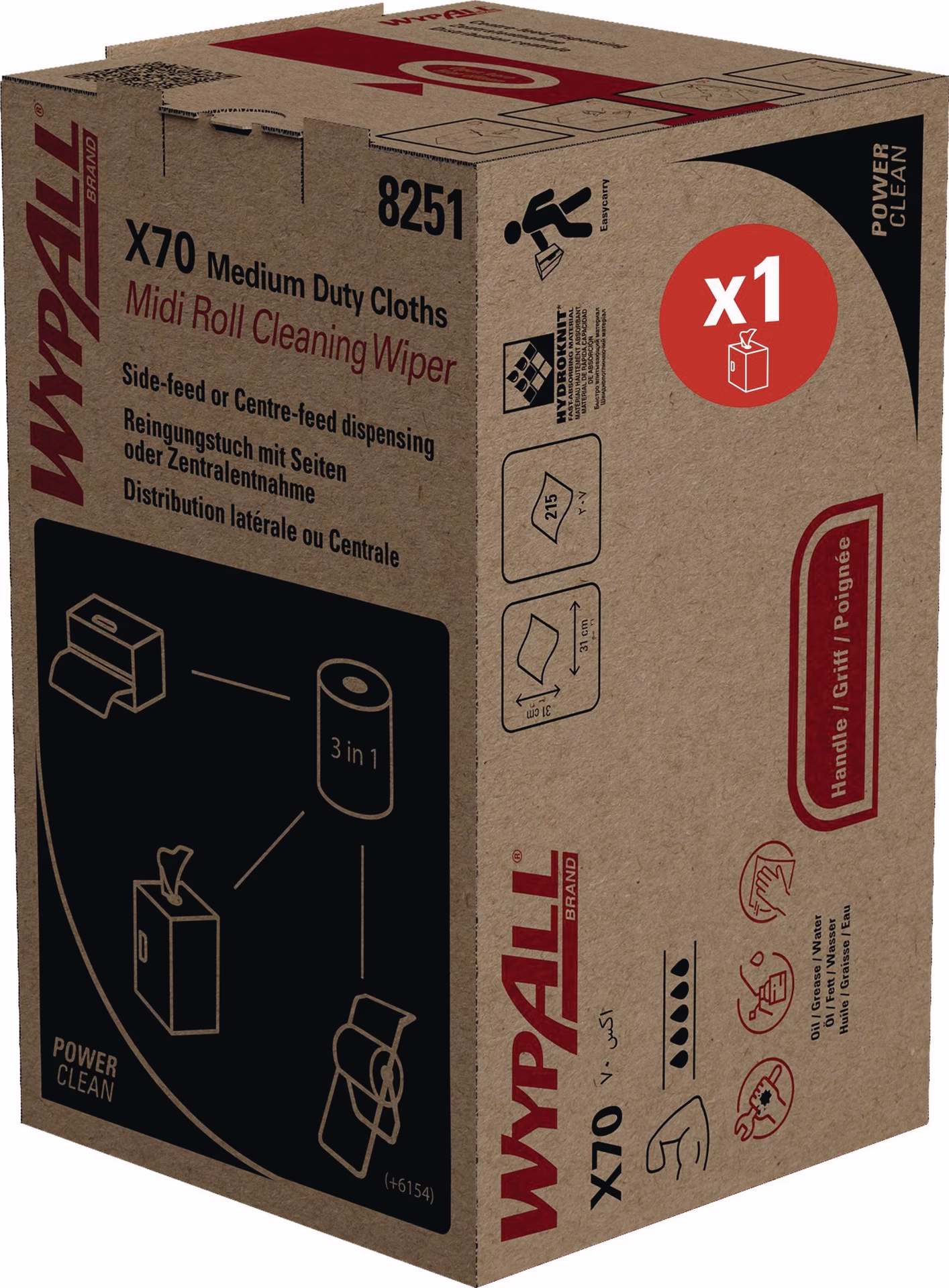 Wischtuch WypAll® X70 8251 blau 215 Tü.1-lagig
