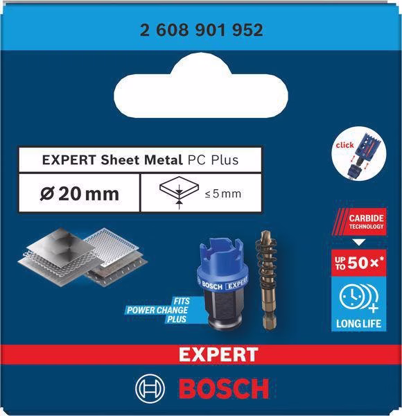 Lochsäge EXPERT Sheet Metal D.20mm Schnitt-T.5mm Power Change Plus