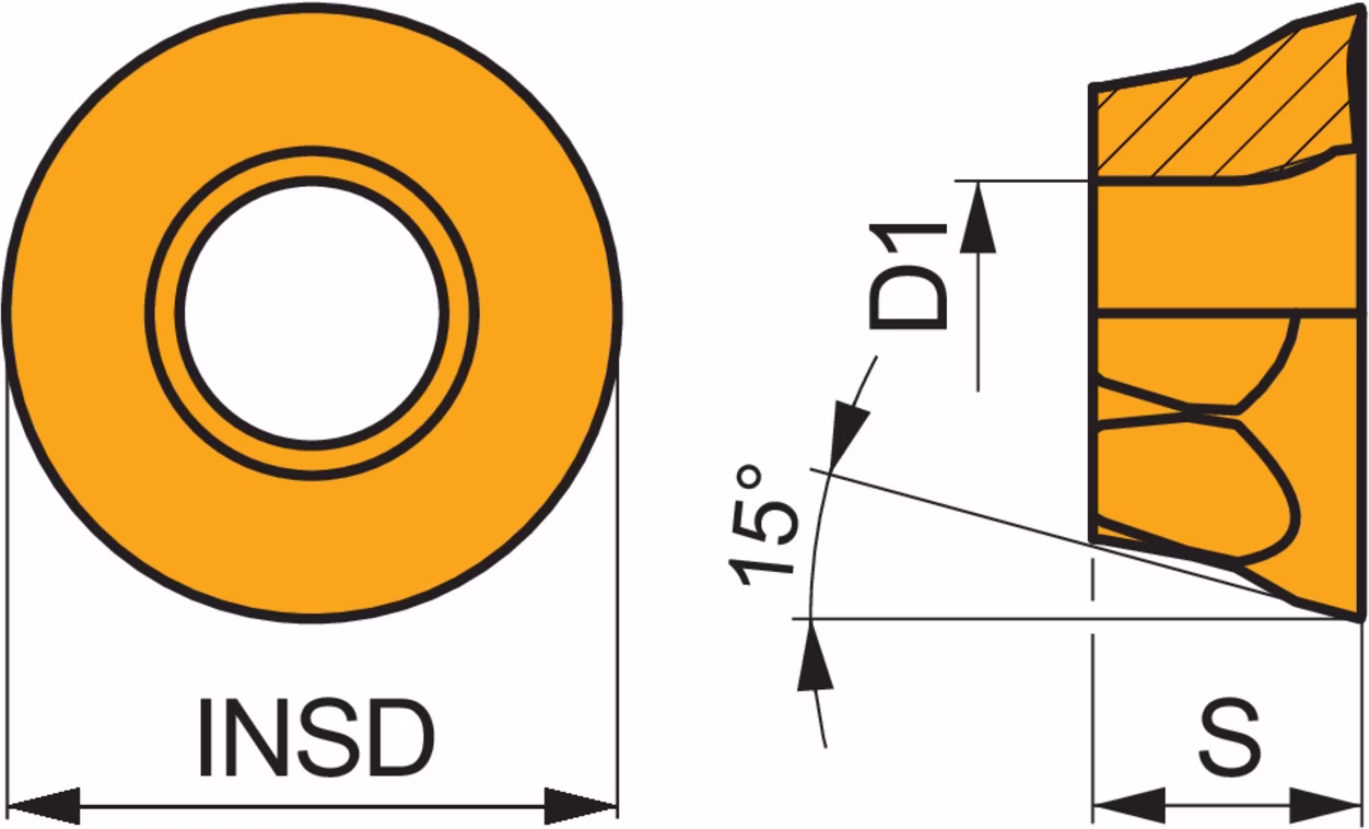 Fräswendeschneidplatte ISO RDGT 120500SN-FM:M8345 D. 5,5mm PVD beschichtet