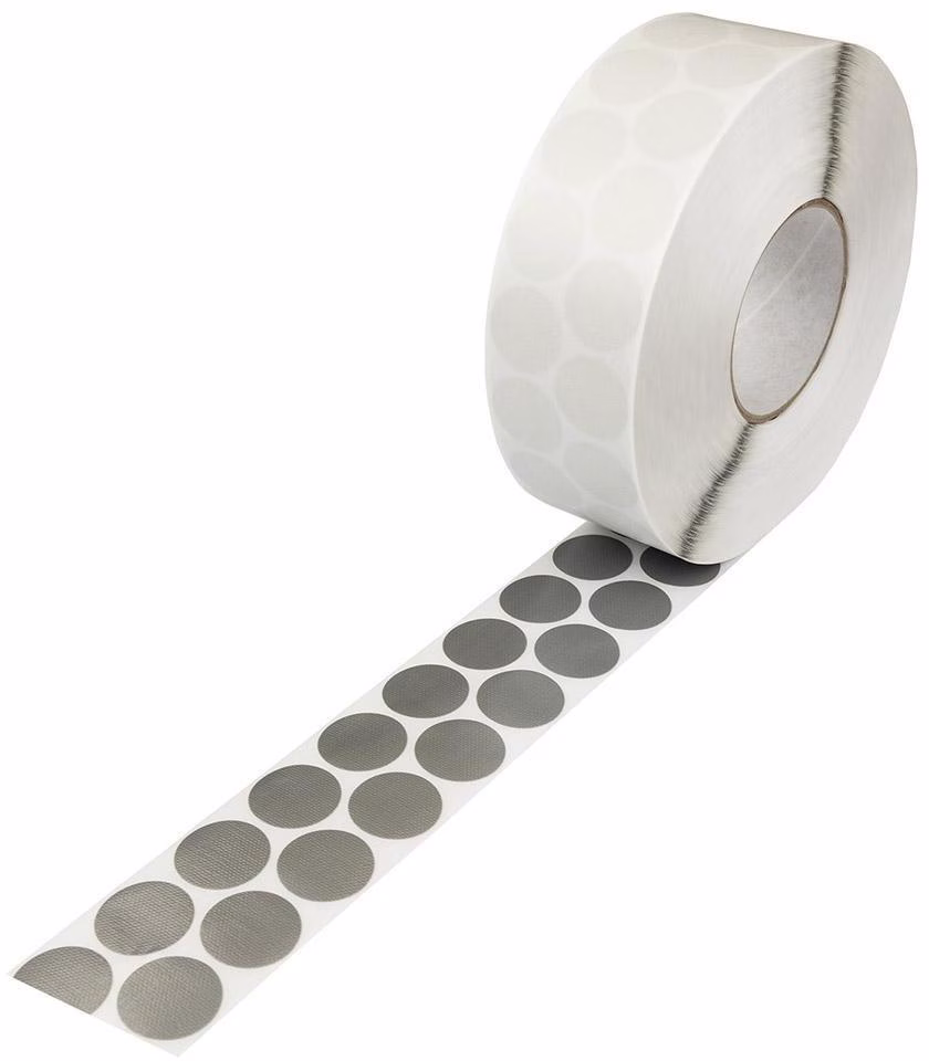 Gewebeklebepunkte Durchmesser30mm 2-reihig PE silbefarben 4000St./Rolle