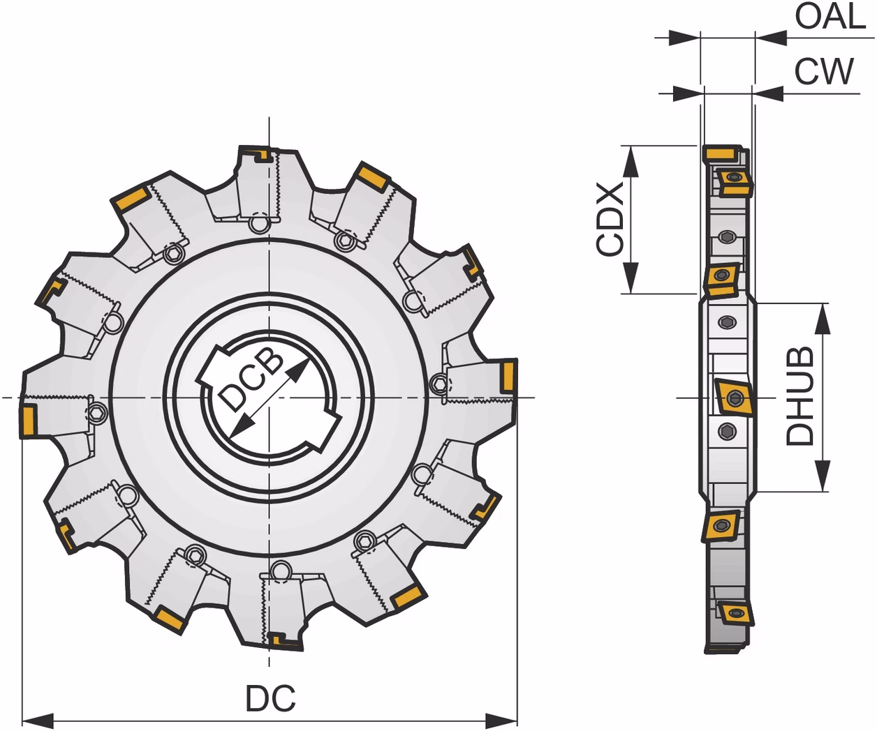 Scheibenfräser ISO 125H04N-S90CN10N18 Tiefe 34mm m. Wendeplatte Schneid-D.125mm
