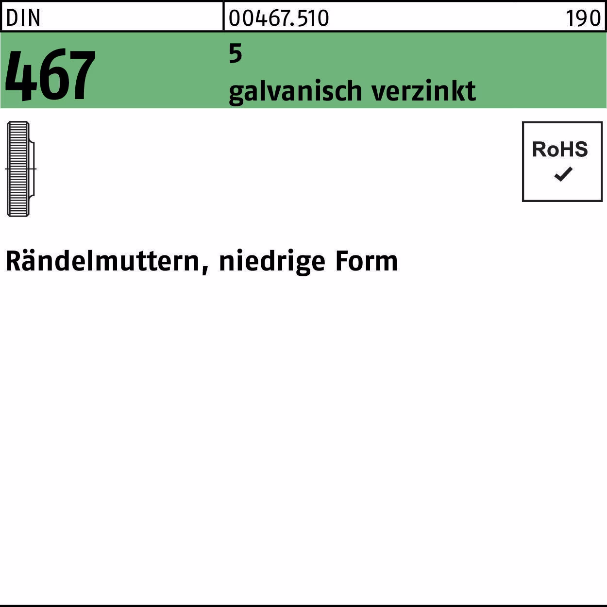Rändelmutter DIN 467 niedrige 5