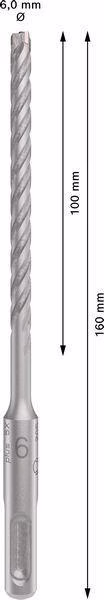 Hammerbohrer PRO SDS plus-5X D.6,0mm Arbeits-L.100mm L.160mm SDS plus