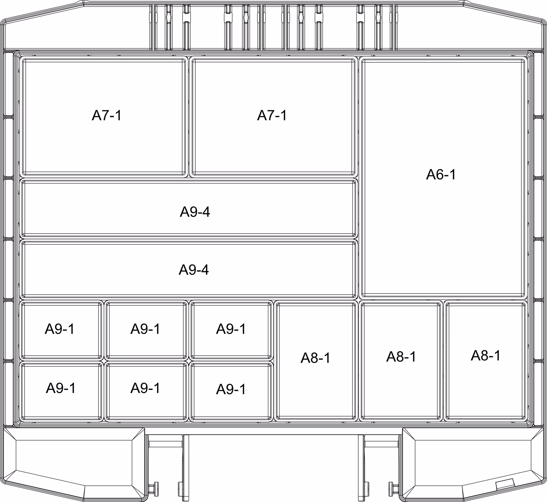Sortimentskoffer boxxser B354xT323xH55mm 14 Fächer m.Profilraster