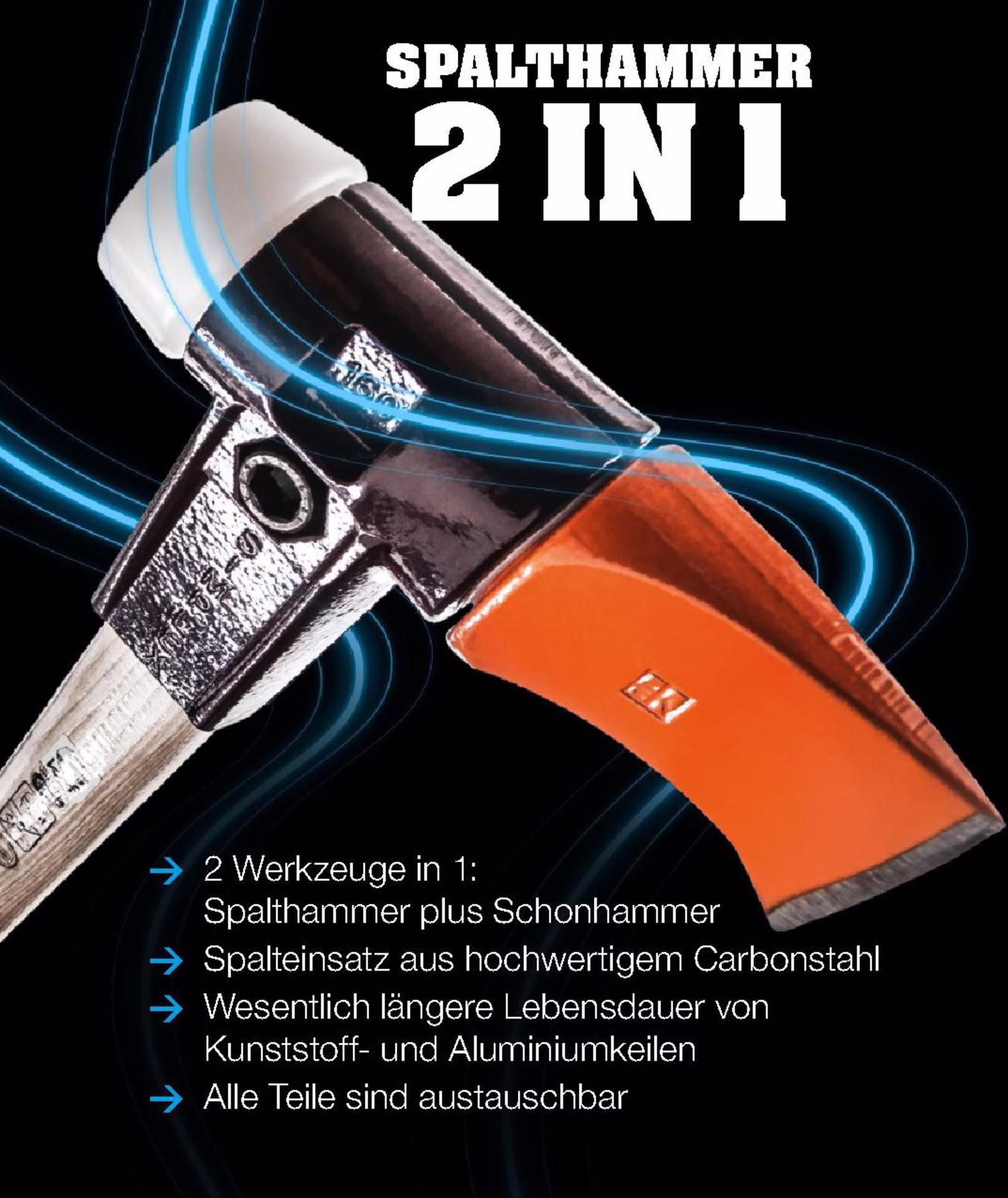 Spalthammer SIMPLEX 4100g Stiel-L.850mm Hickorystiel