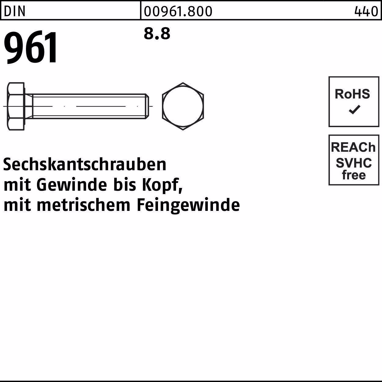 Sechskantschraube DIN 961 VG 8.8