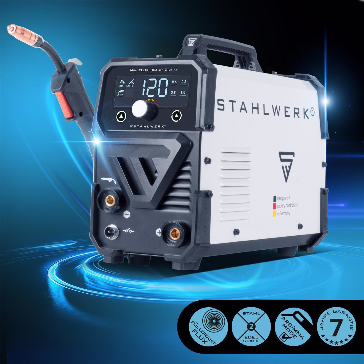 Fülldrahtschweißgerät Mini FLUX 120 ST Digital m.Zub.20-120 A gasg