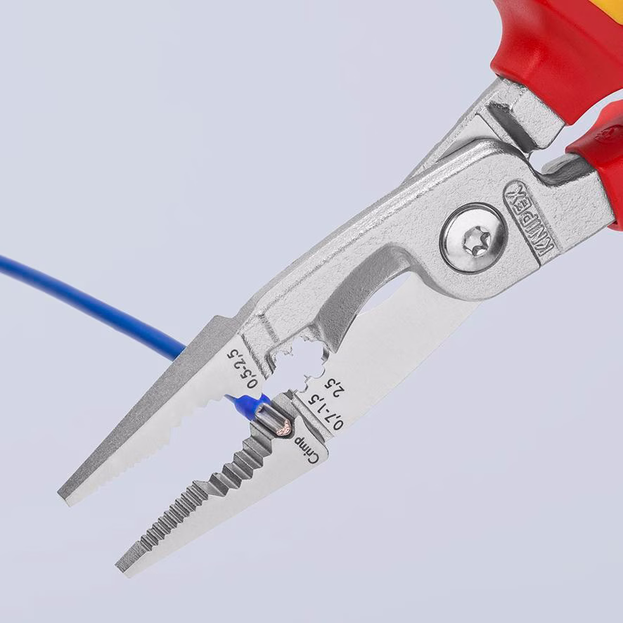 Elektroinstallationszange L.200mm VDE verchr.Mehrkomp.-Hüllen o.Öffnungsf