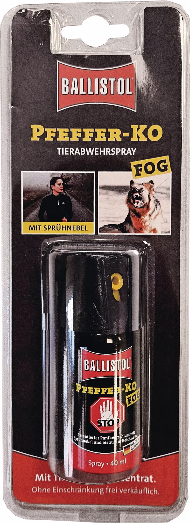Tierabwehrspray PFEFFER-KO FOG 40ml m.Gürtelclip Spraydose