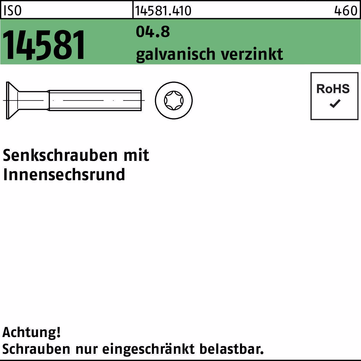 Senkschraube ISO 14581 ISR 04.8 galv.verz.