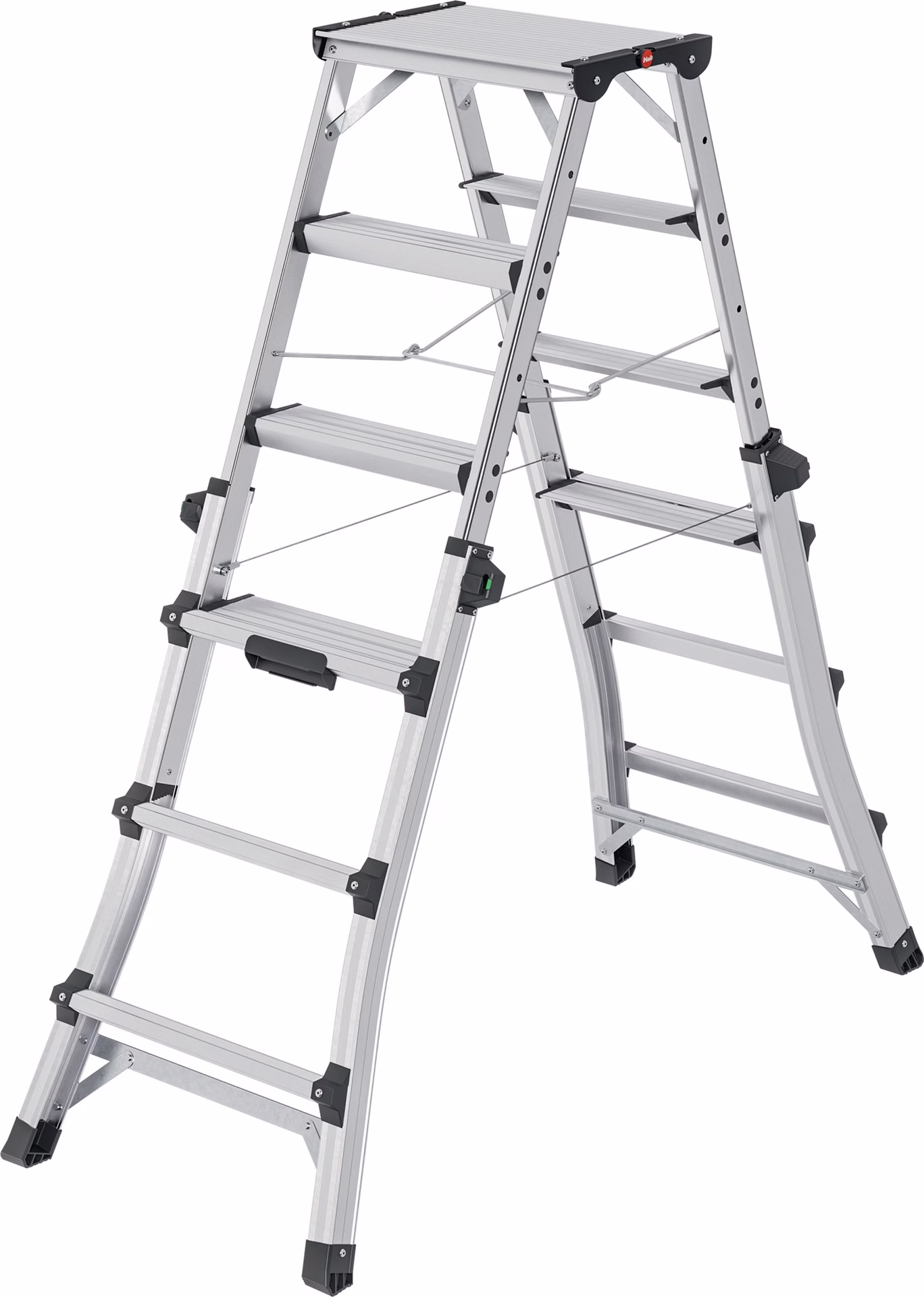 Stufenstehleiter DTL100 2x4-2x6 Stufen Alu.Gesamt-H.981-1430mm teleskopier