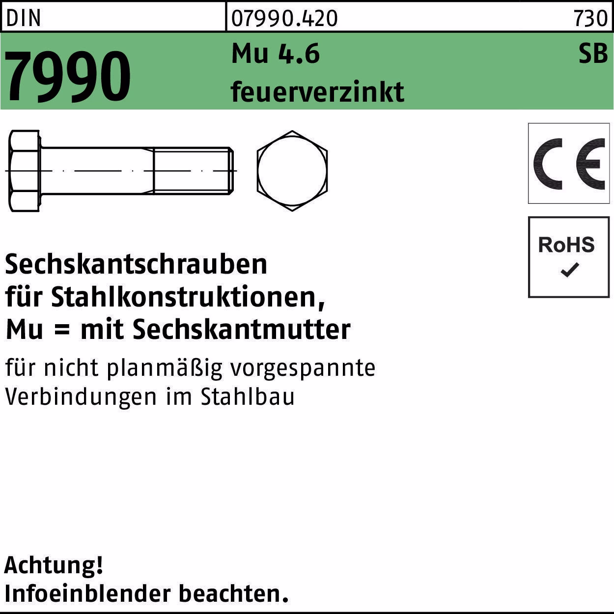 Sechskantschraube DIN 7990 CE 4.6