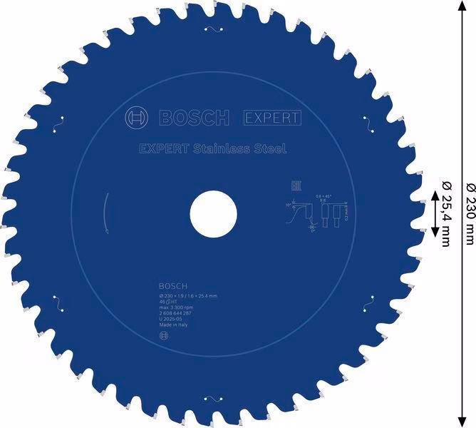 Kreissägeblatt EXPERT Stainless Steel AD 230mm Z.46 Bohr.25,4mm Schnitt-B.1,9mm