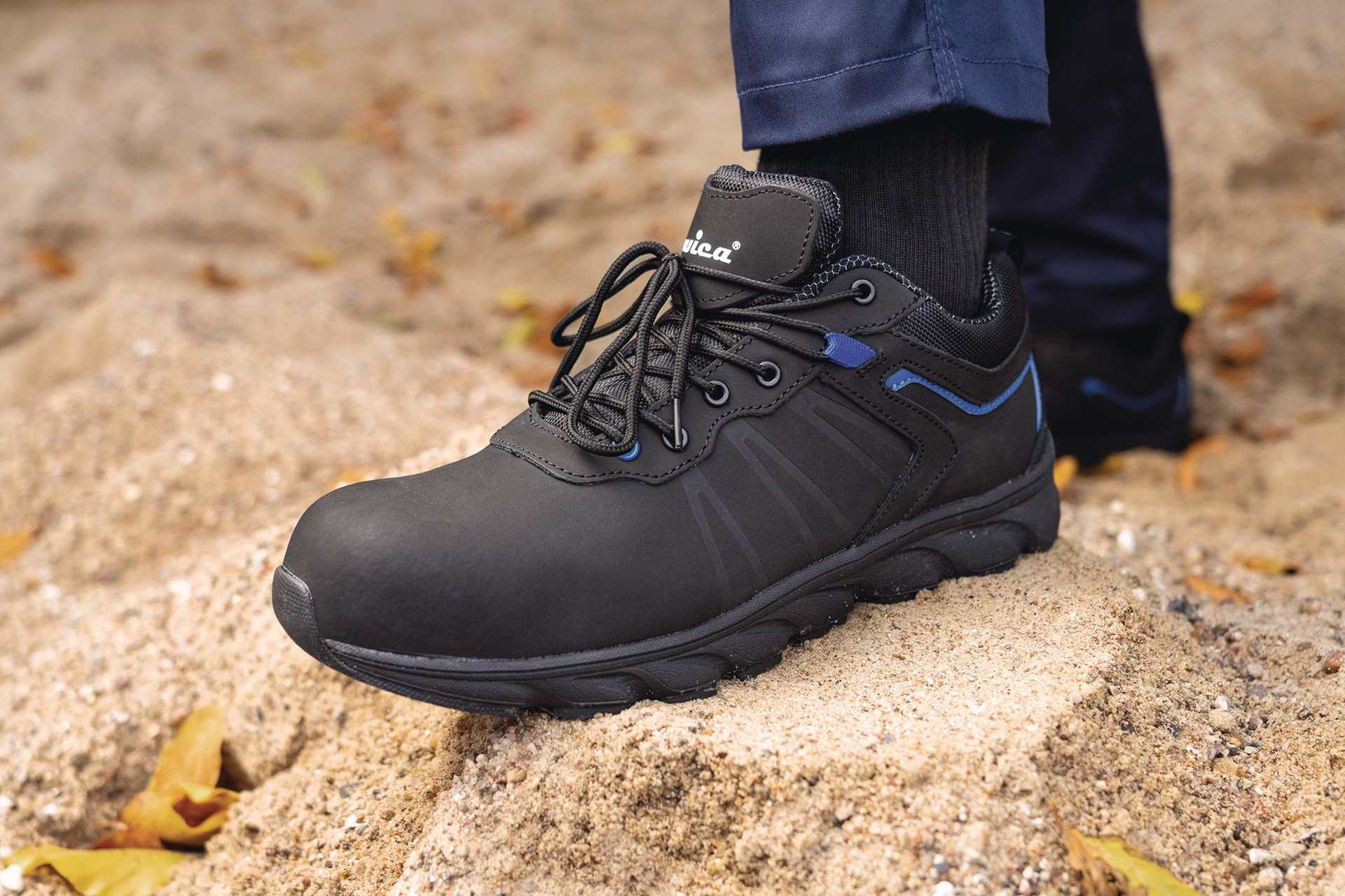 Sicherheitsschuh VEZZO Gr.43 W.10,5 schwarz/blau S3 SRC Action-Nubukleder