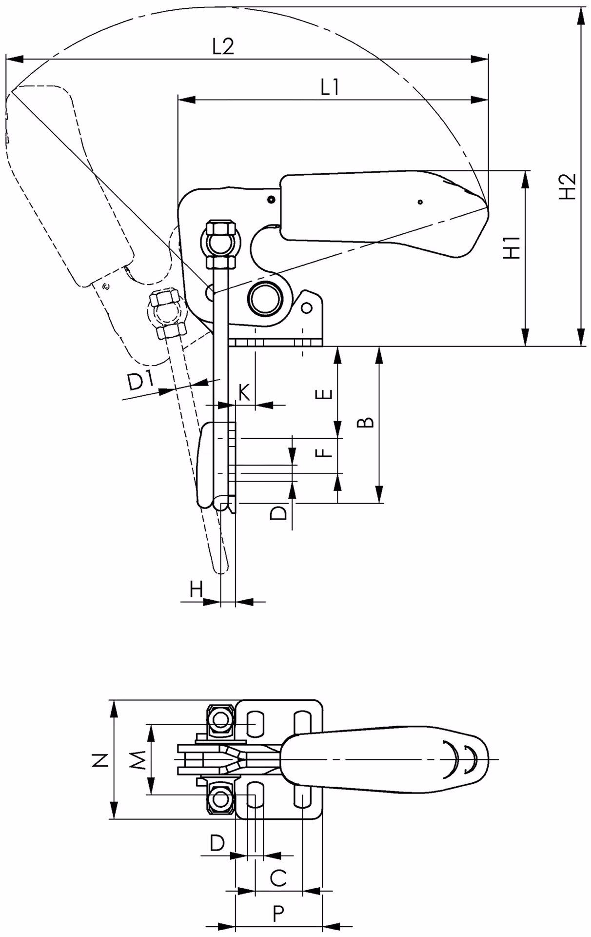 Verschlussspanner Nr.6848VNI Gr.2 vertikal