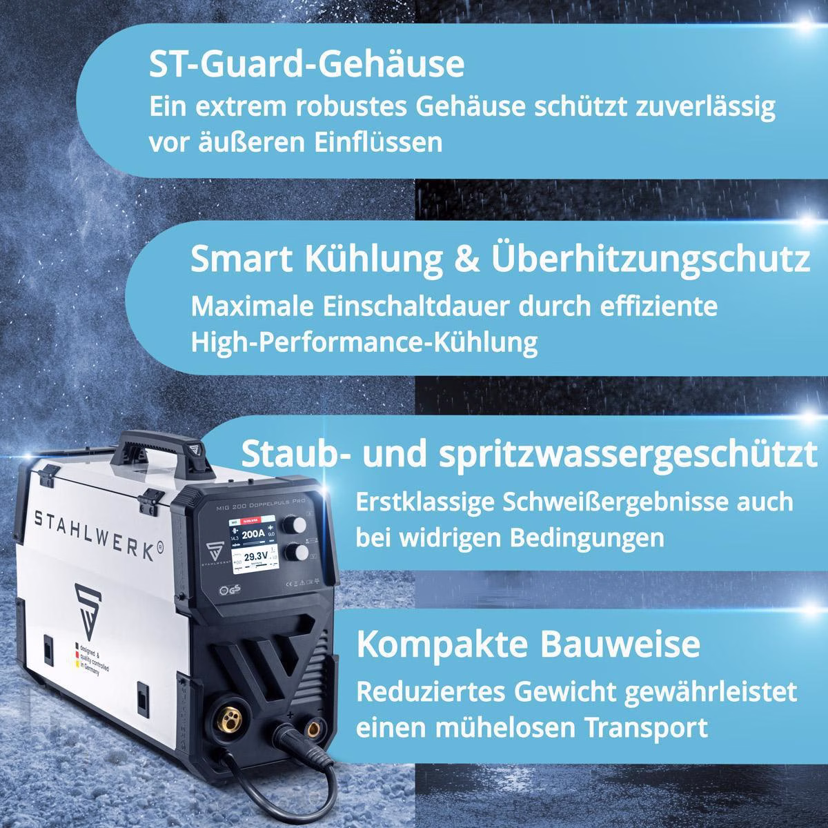 Schutzgasschweißgerät MIG MAG 200 Doppelpuls Pro Einzelgerät m.Zub.20-200 A