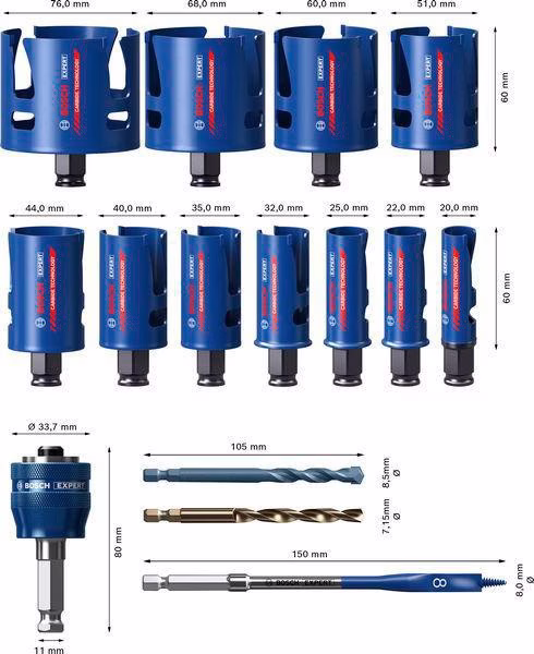 Lochsägen-Set EXPERT Multi Material 15-tlg.20-76mm Schnitt-T.60mm