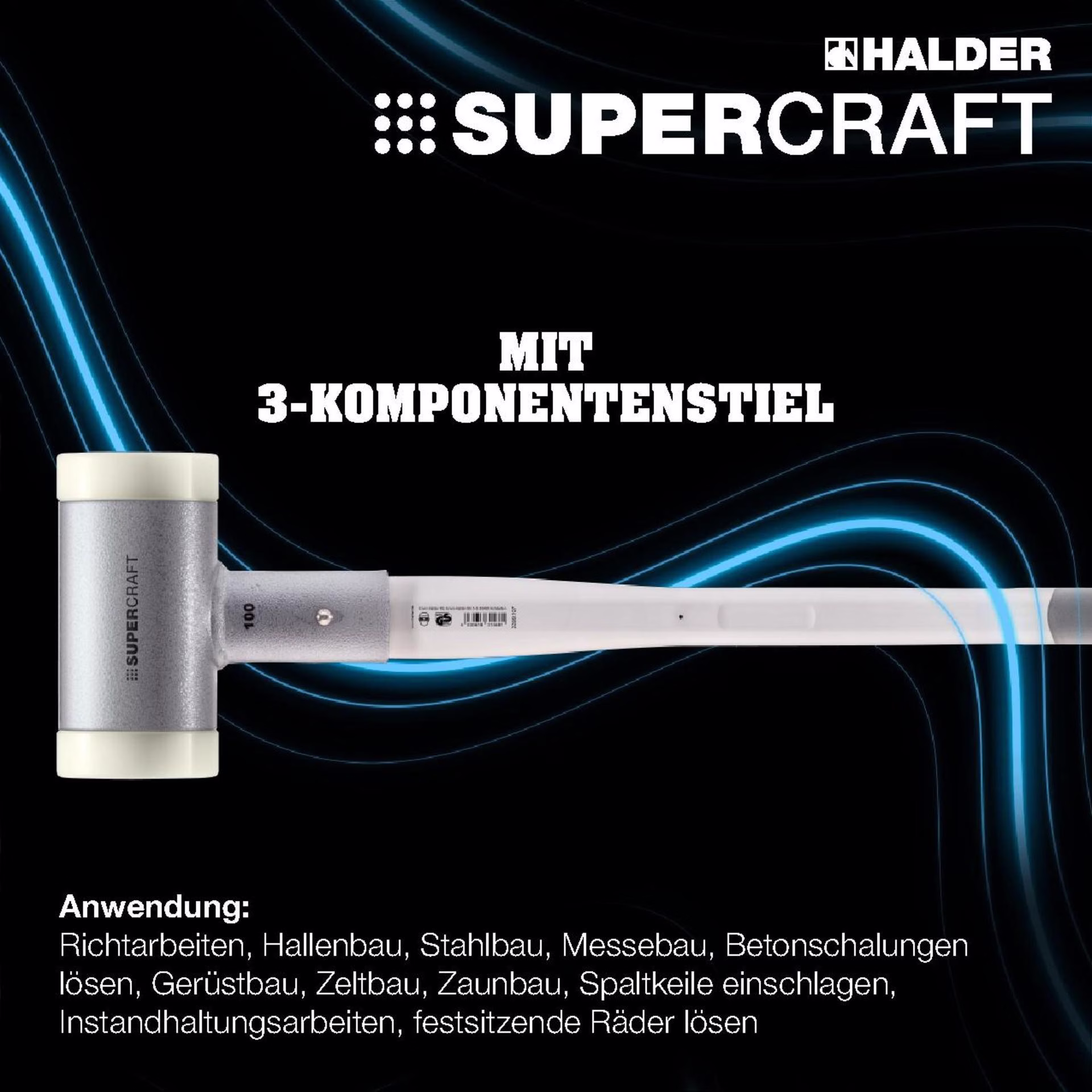 Schonhammer SUPERCRAFT L.305mm Kopf-D.25mm Hickory rückschlagfrei