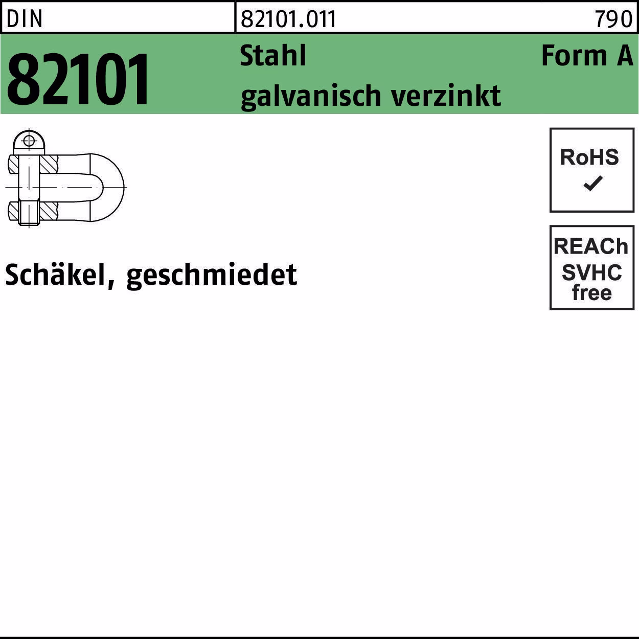 Schäkel DIN 82101A Stahl galv.verz.