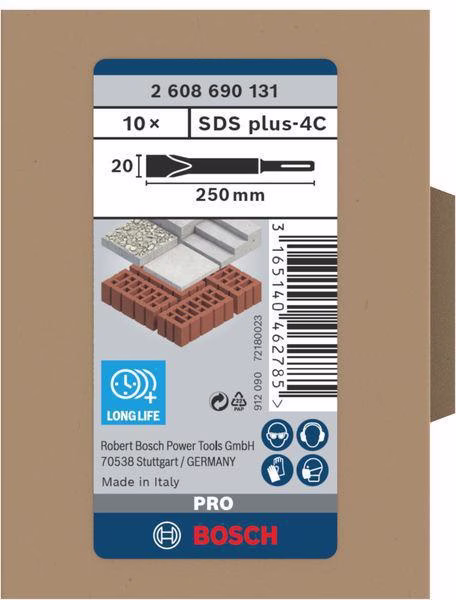 Flachmeißel SDS-plus Gesamt-L.250mm ger.Schneiden-B.20mm SDS-PLUS Eco 10er Pk.