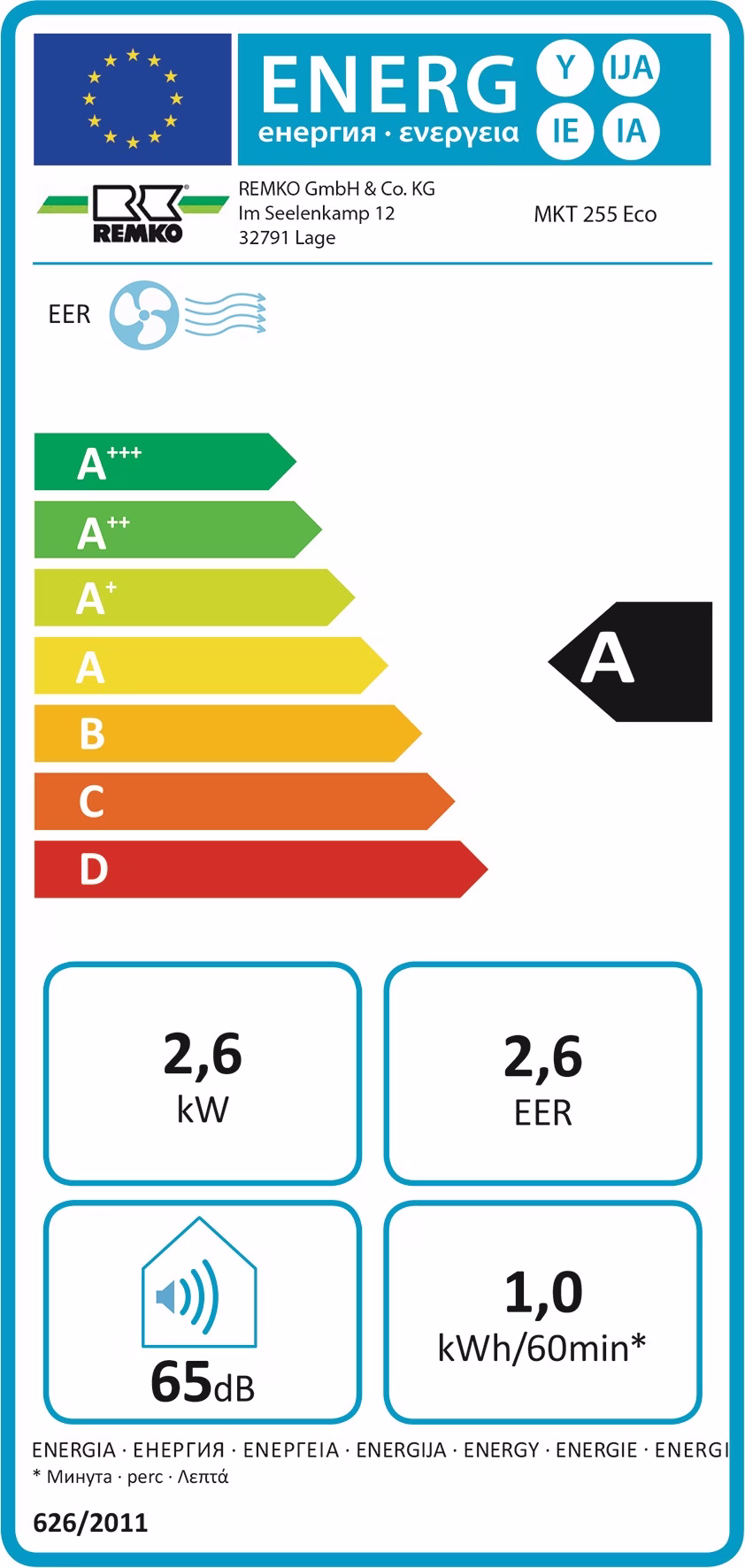 Klimagerät MKT 255 ECO 2,6 kW 2,5 l/h weiß 80 m³