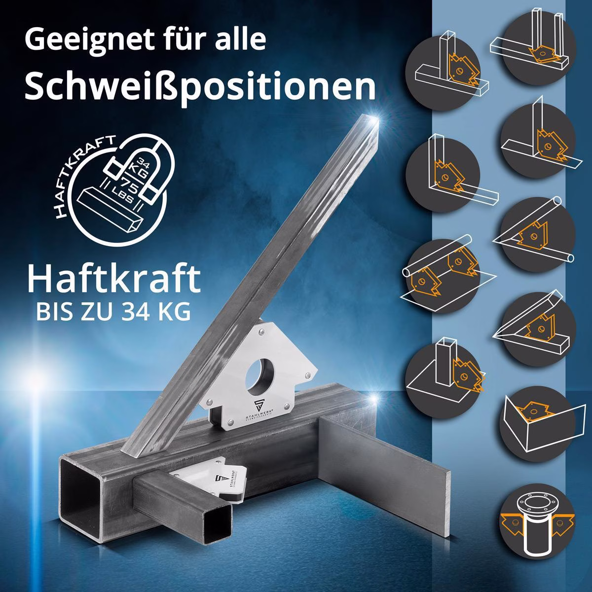 Magnet-Schweißwinkel 120x85x14mm 45Grad,90Grad u.135Grad 2 St