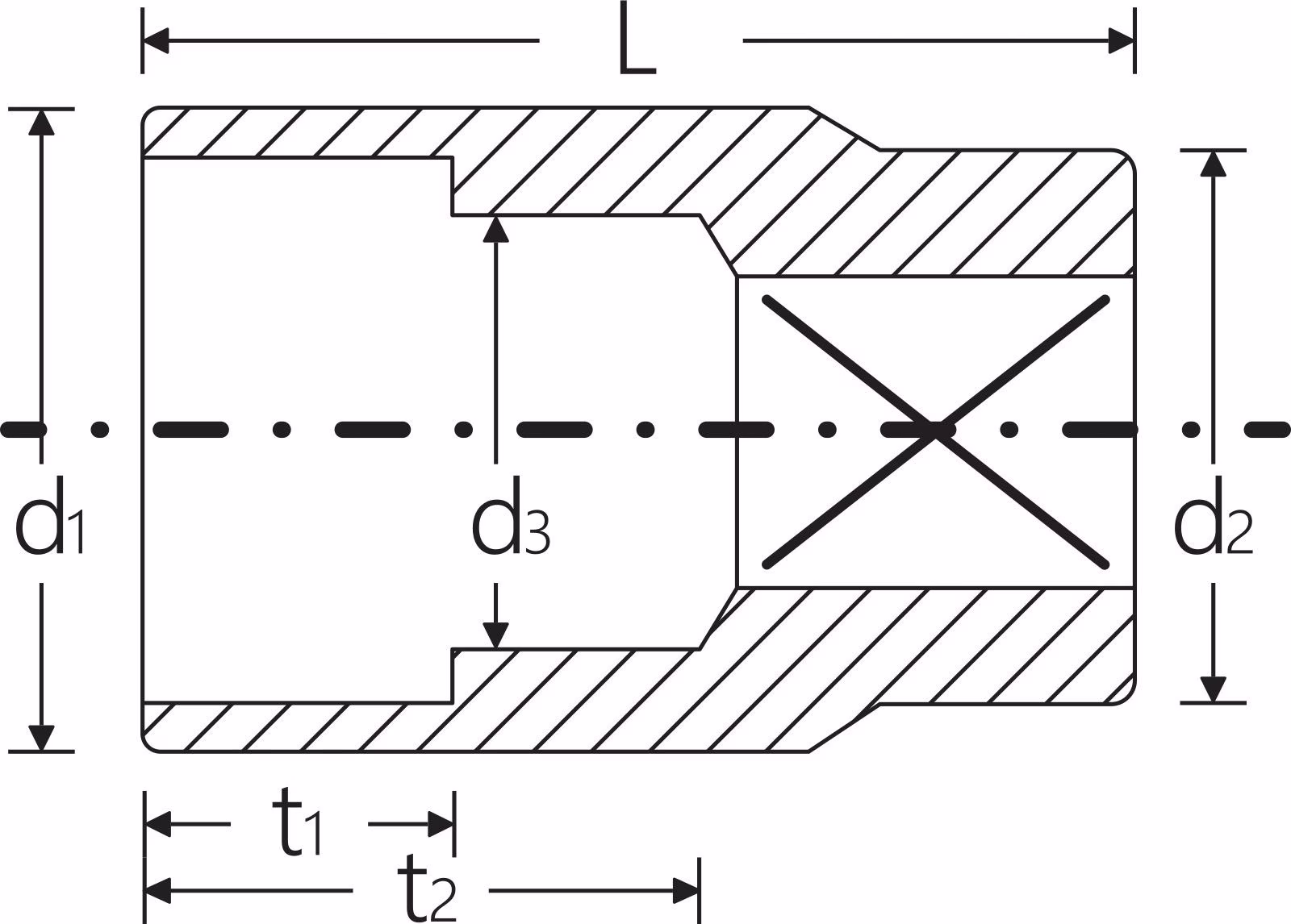Steckschlüsseleinsatz 52 1/2 Zoll 6-kant SW 13mm L.38mm